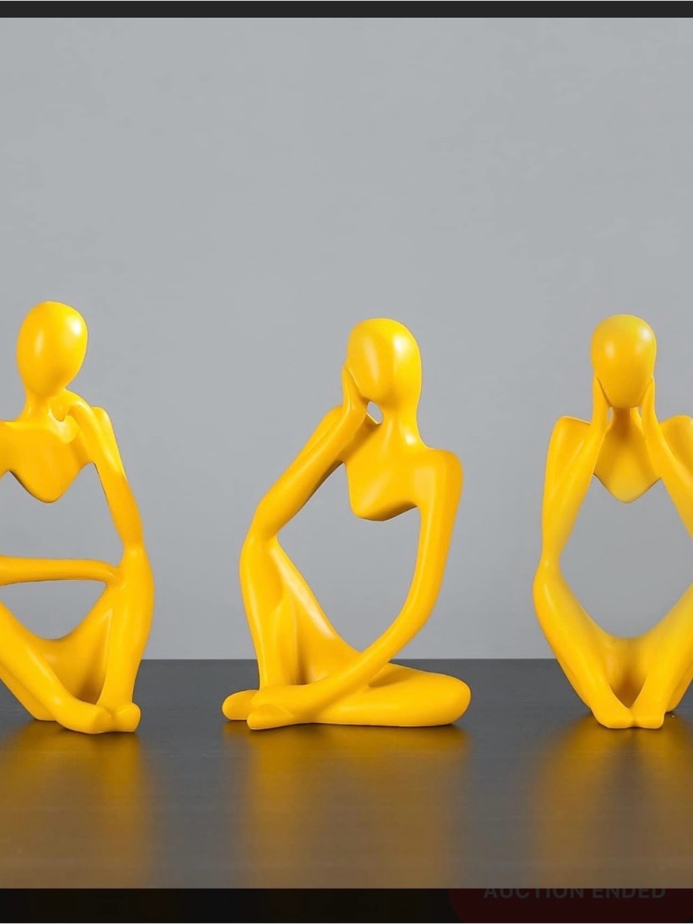 Modern Abstract Yellow Ceramic Figurine - Thoughtful Pose